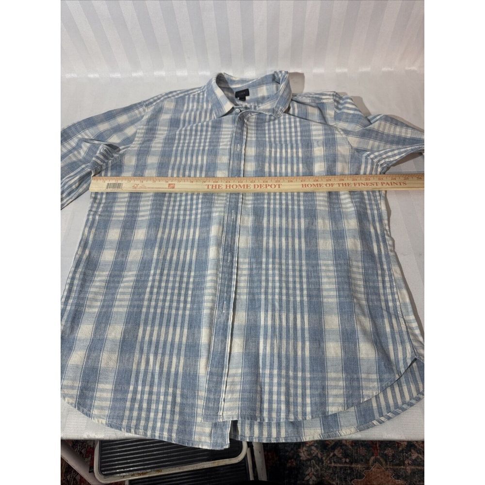 J Crew Shirt Mens XL Blue Plaid Button Up Oxford‎ Casual Preppy Flex